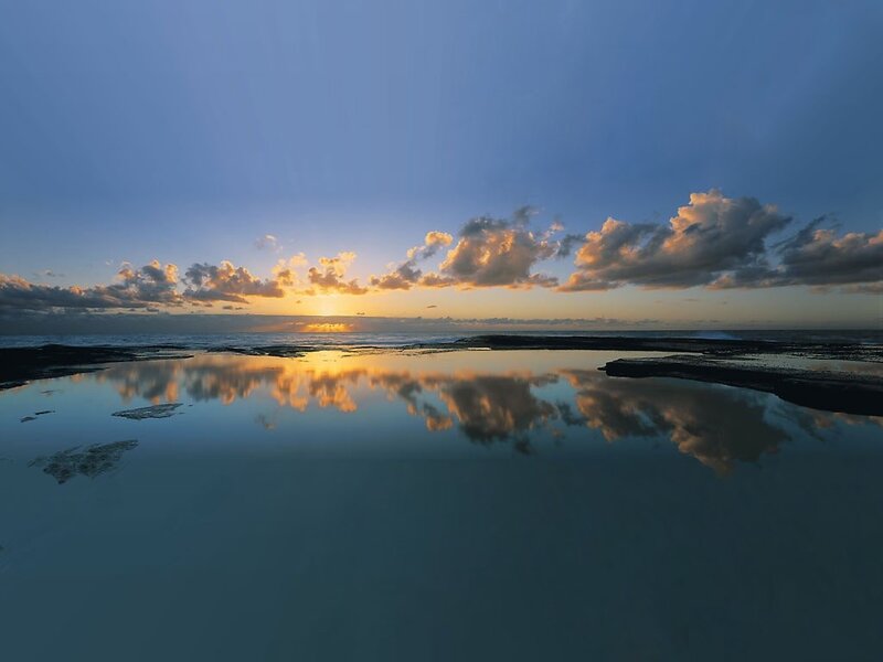 Sunset over Tidal Pools — Blue, Serene