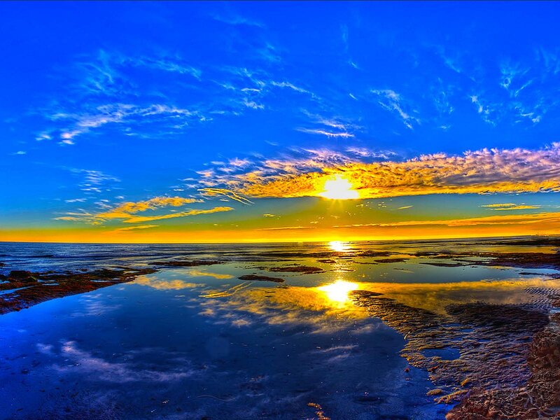 Sunset over Tidal Pools — Blue