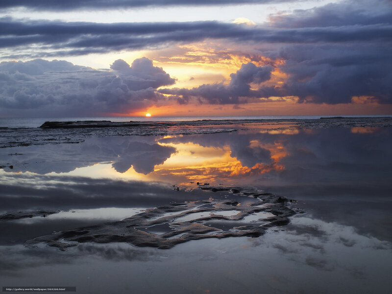 Sunset over Tidal Pools — Orange