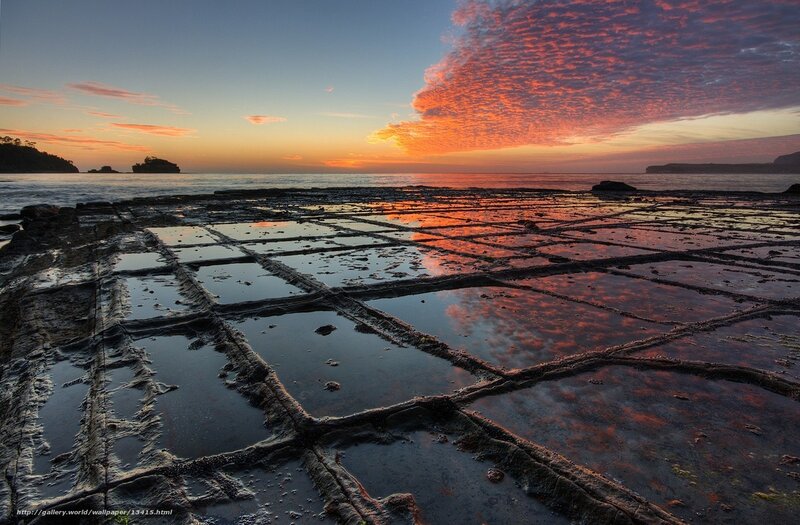 Sunset over tidal pools