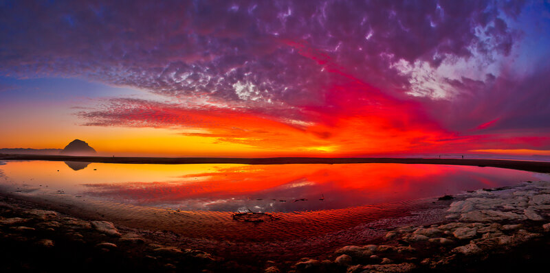 Sunset over Tide Pool — Red