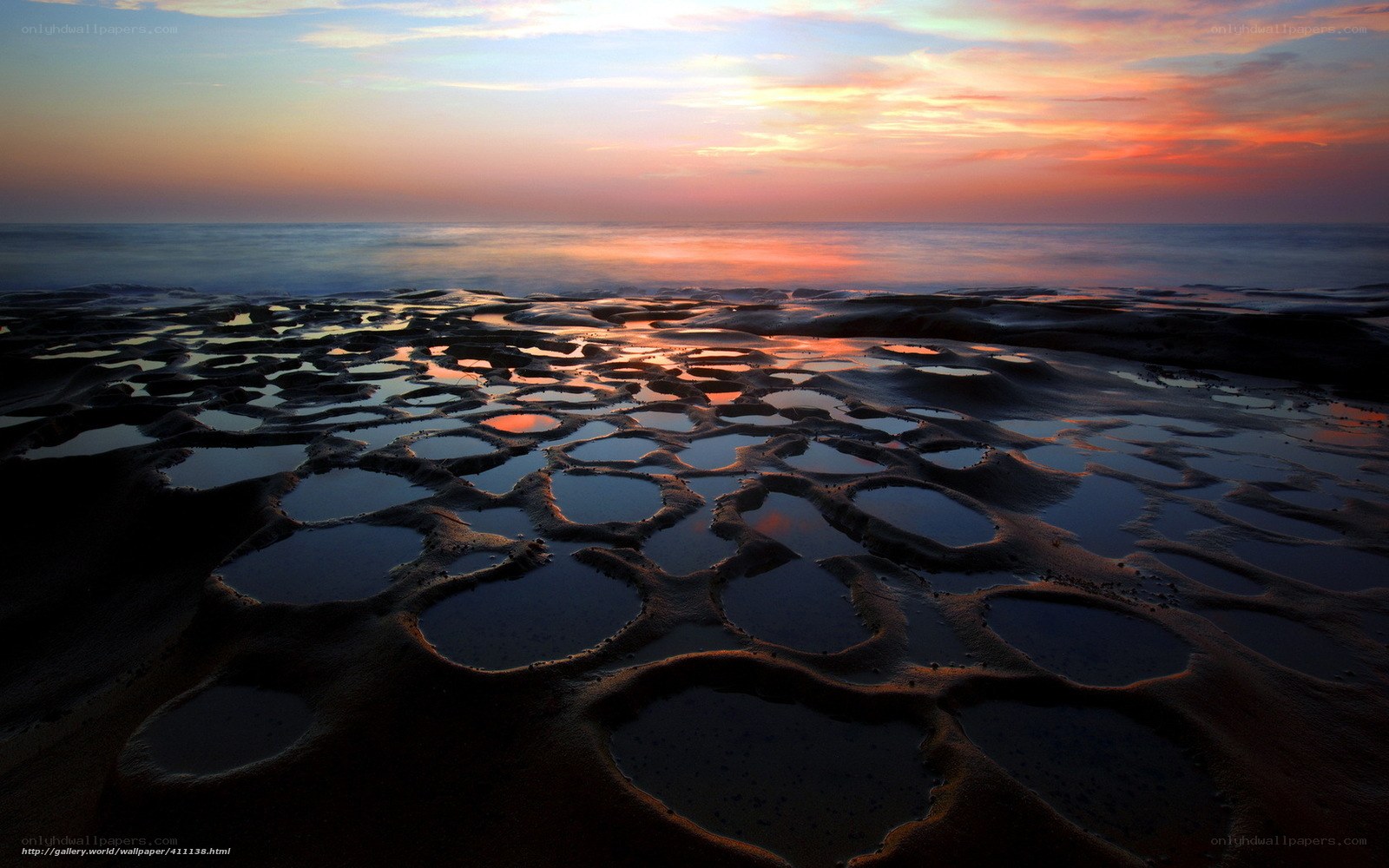 Sunset over tide pools