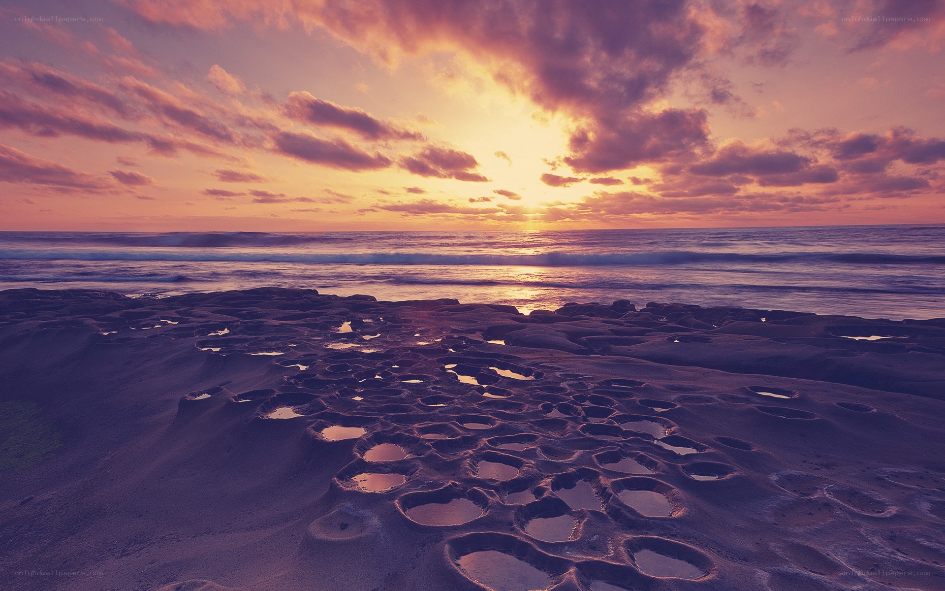 Sunset over tide pools