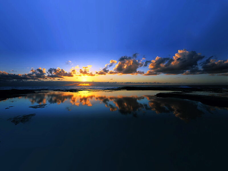 Sunset over Tide Pools — Blue