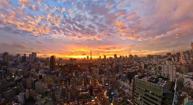 Sunset over Tokyo skyline