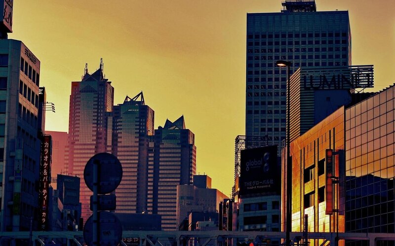 Sunset over Tokyo skyline