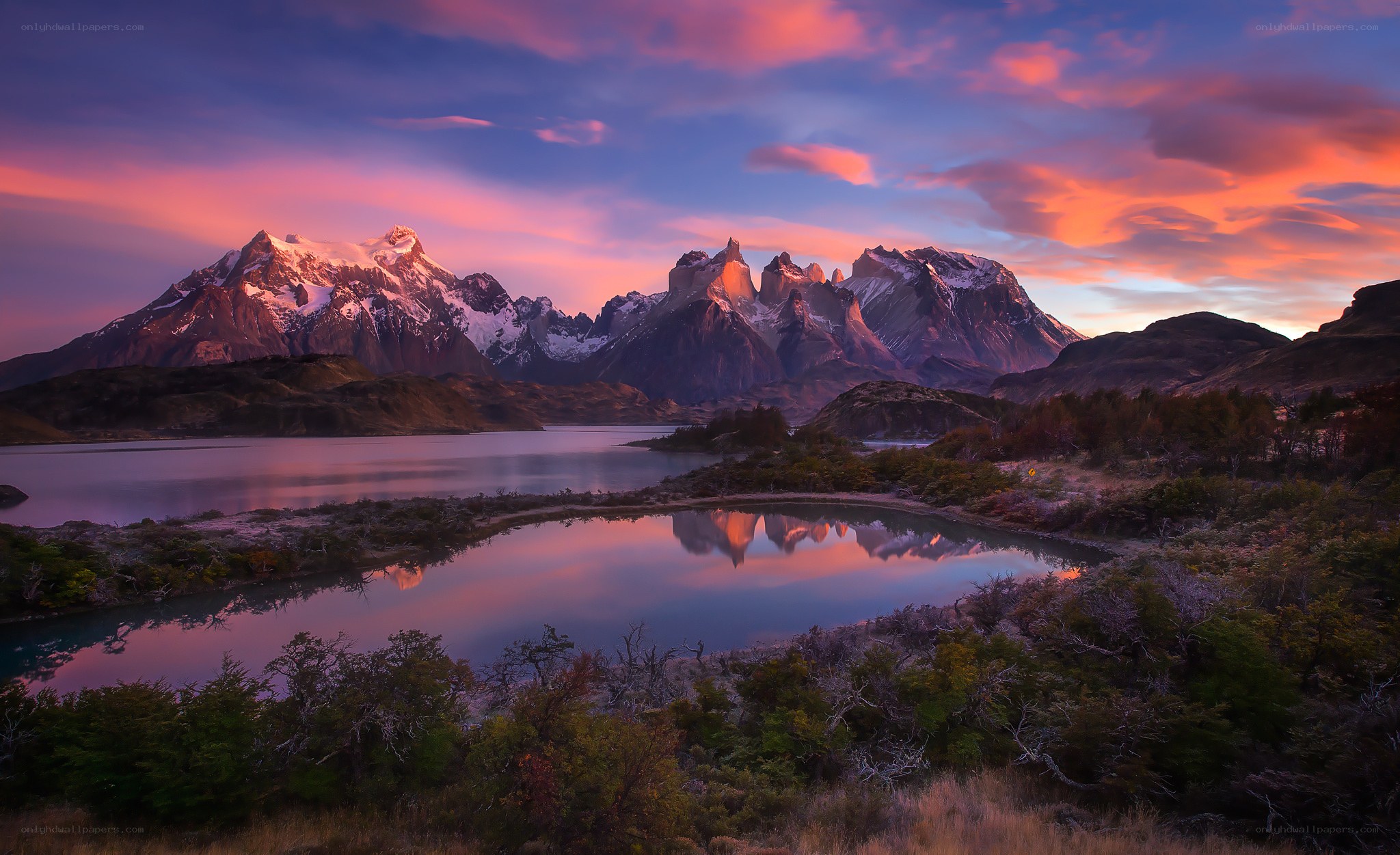 Sunset over Torres del Paine