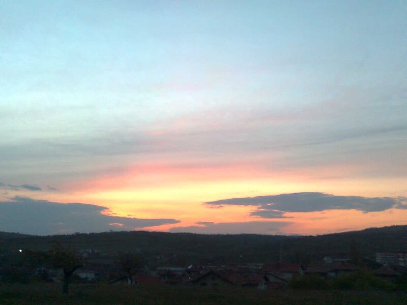 Sunset over Town — Orange, Serene