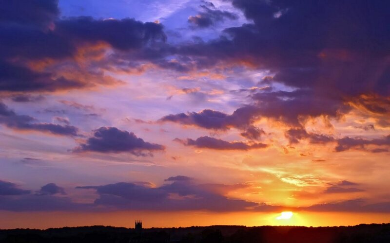 Sunset over Town — Orange