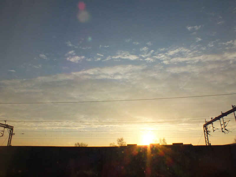 Sunset over Train Tracks — Blue
