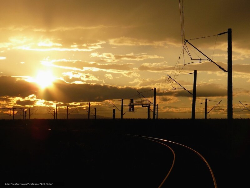 Sunset over train tracks