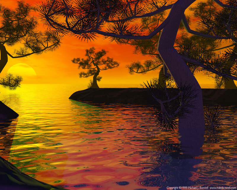 Sunset over tranquil waters
