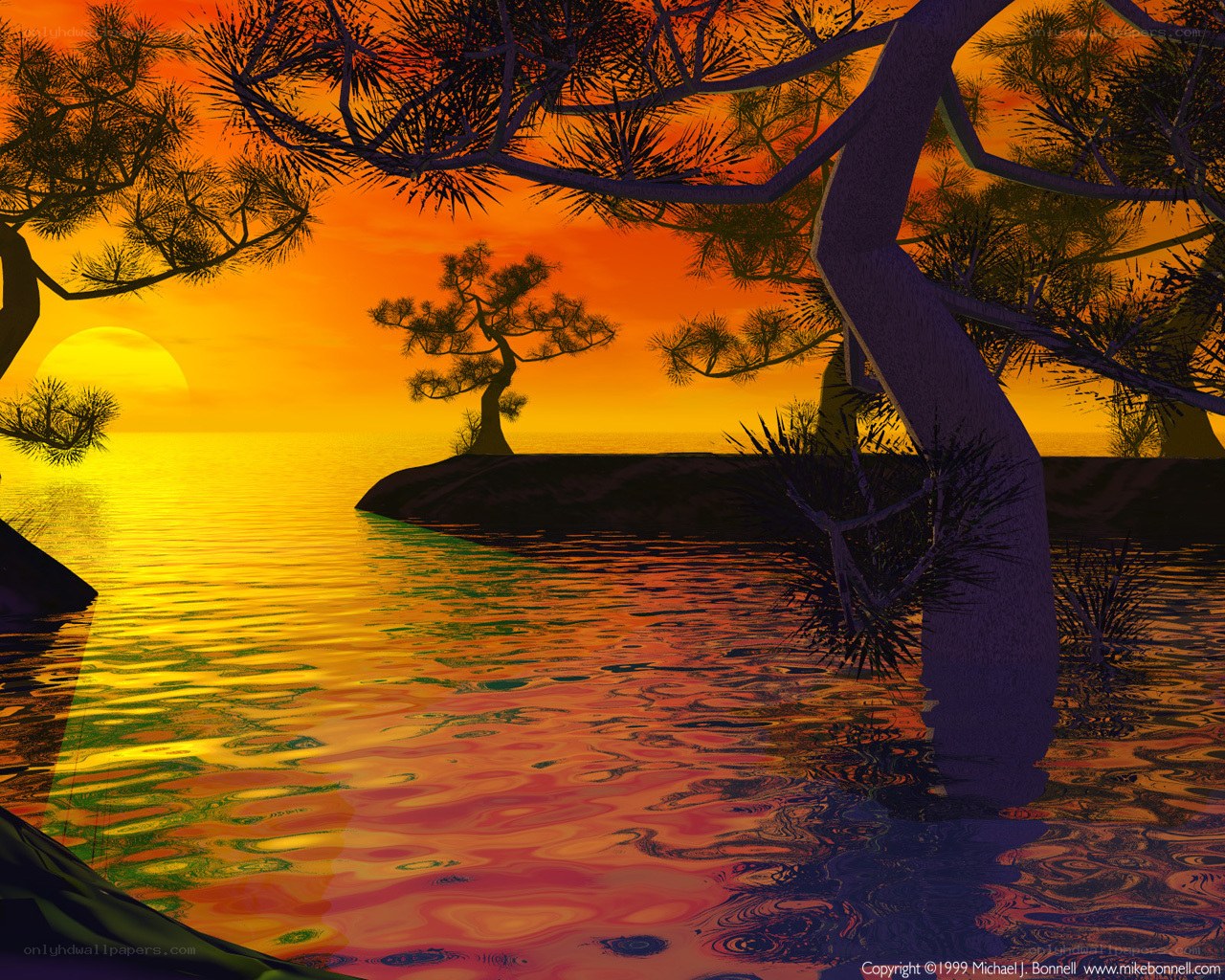 Sunset over tranquil waters