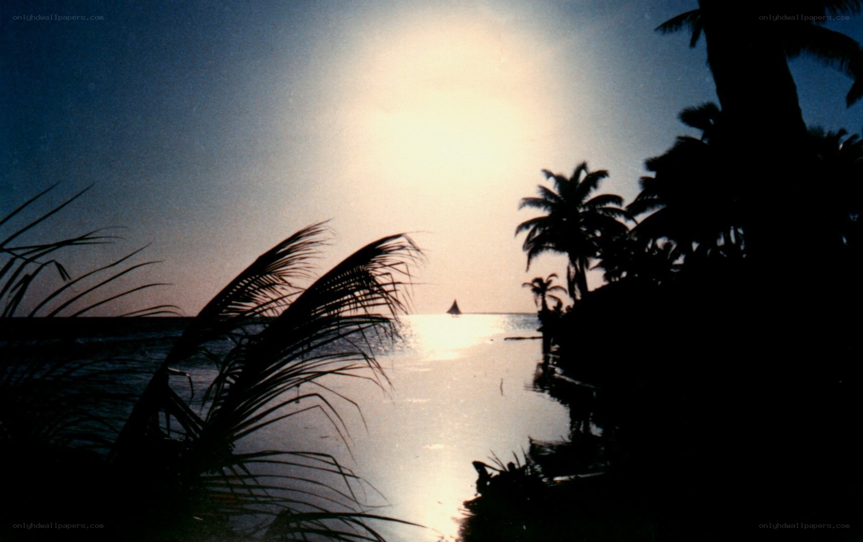 sunset over tropical bay