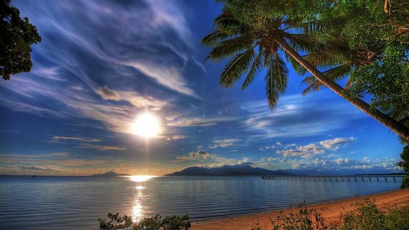 Sunset over Tropical Bay — Blue, Serene