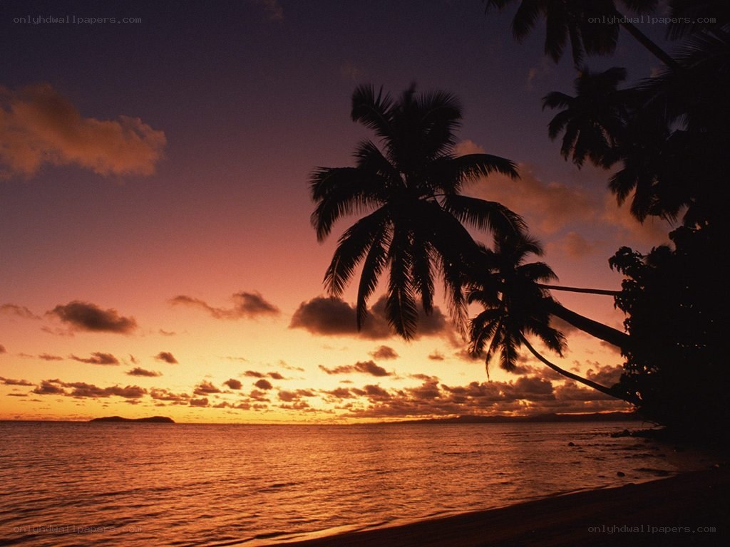 sunset over tropical beach