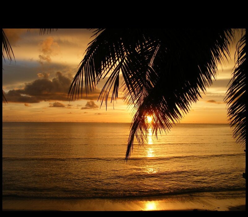 sunset over tropical beach
