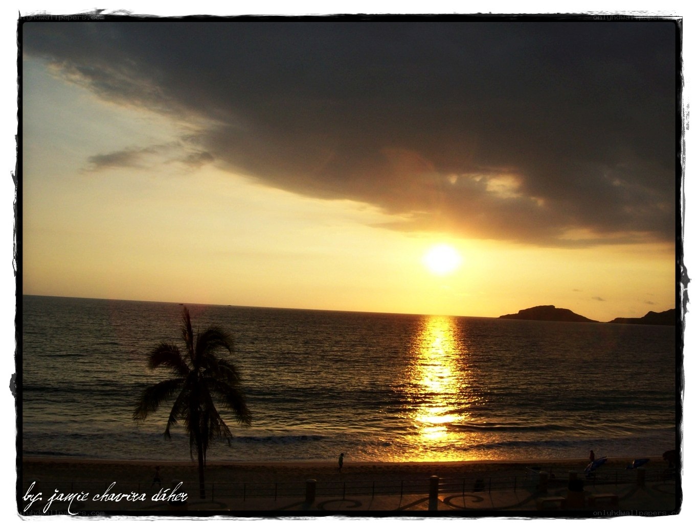 sunset over tropical beach