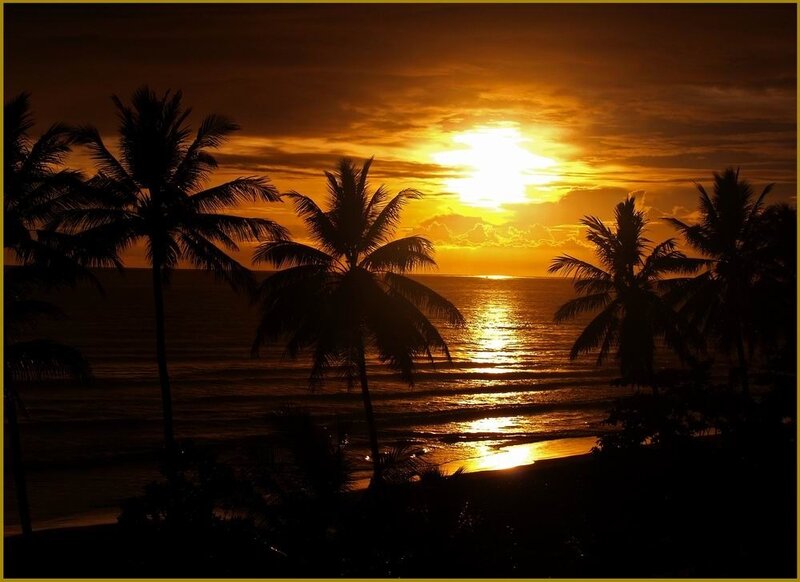 sunset over tropical beach