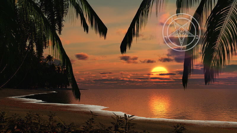 sunset over tropical beach