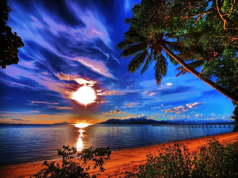 Sunset over tropical beach