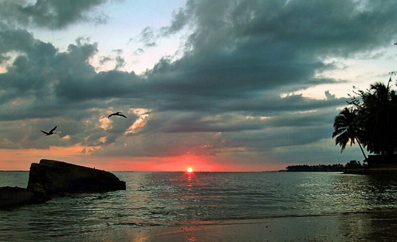 sunset over tropical beach