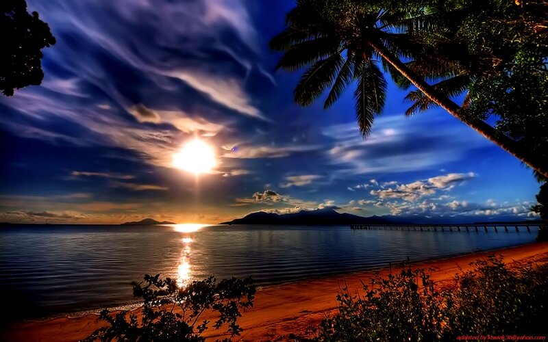 Sunset over tropical beach