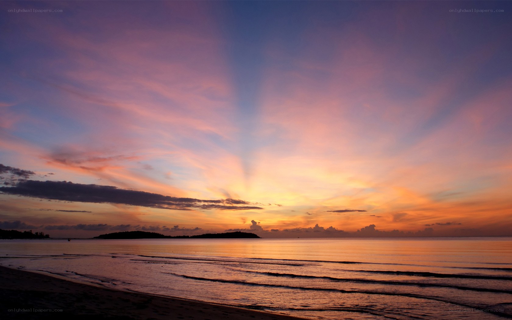 sunset over tropical beach