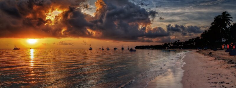 sunset over tropical beach