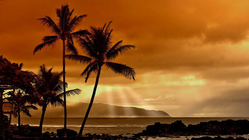 sunset over tropical beach