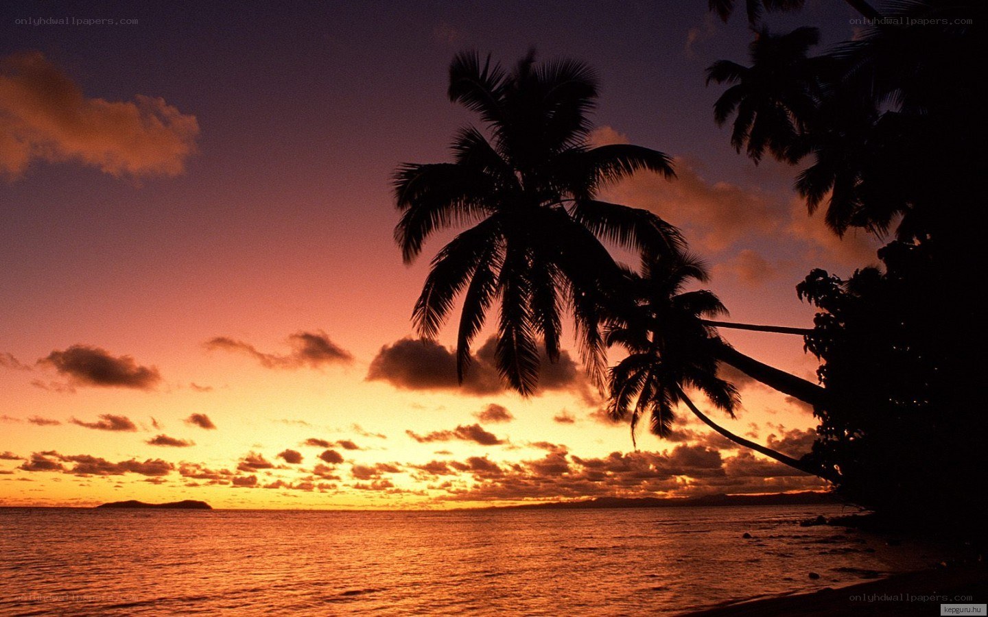 sunset over tropical beach