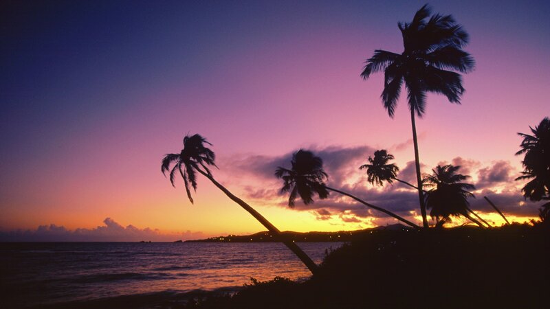 sunset over tropical beach