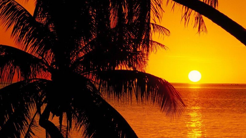 sunset over tropical beach