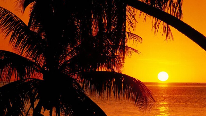 sunset over tropical beach