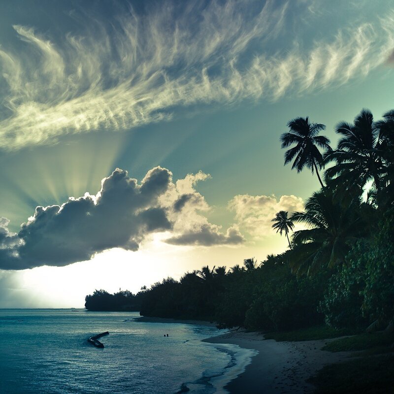Sunset over tropical beach