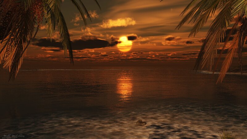 Sunset over tropical beach