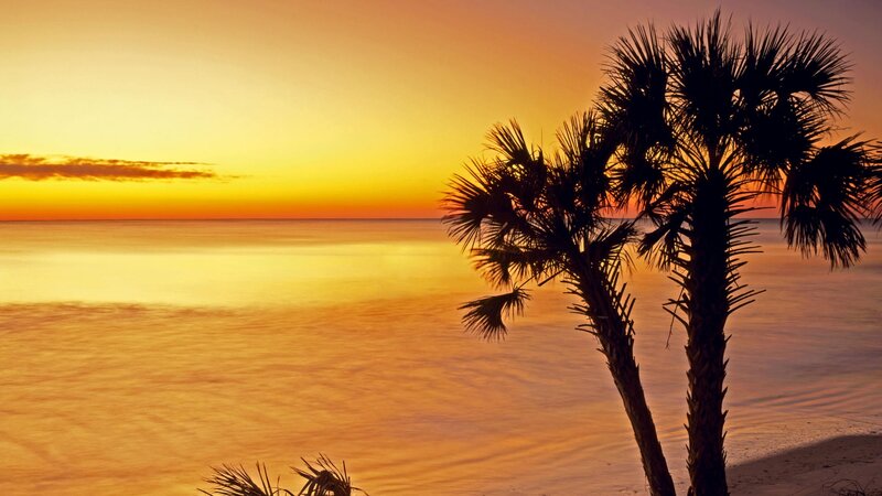 sunset over tropical beach