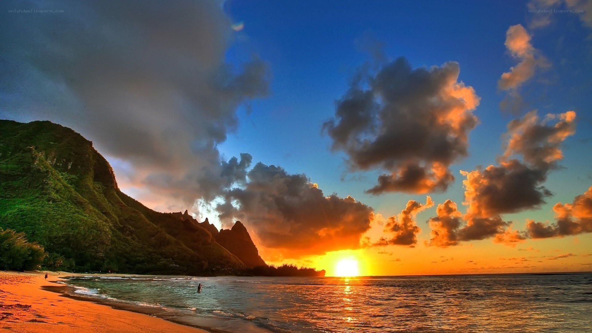 Sunset over tropical beach