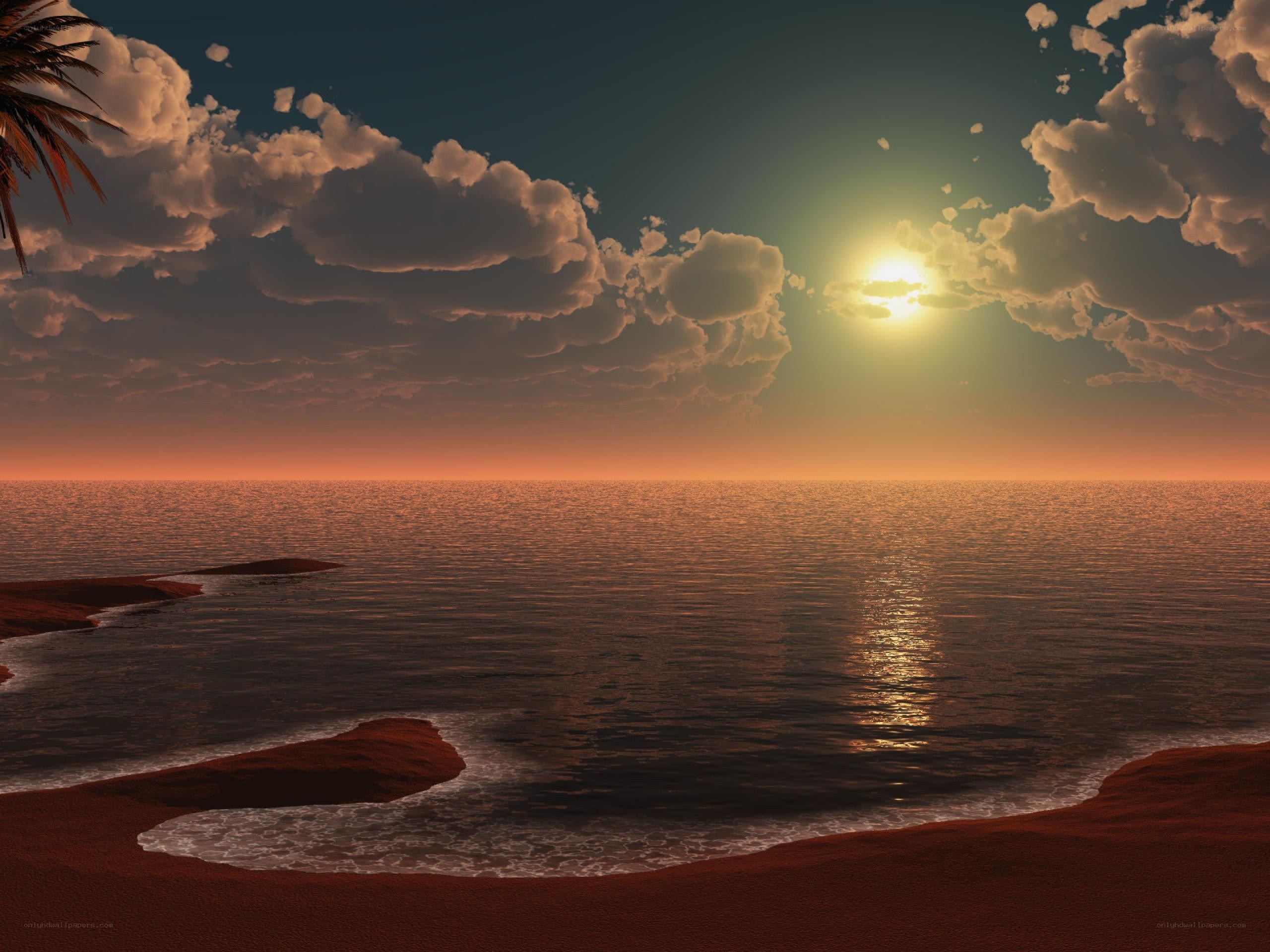sunset over tropical beach