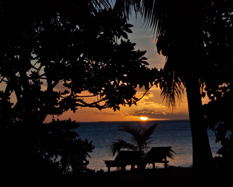 sunset over tropical beach