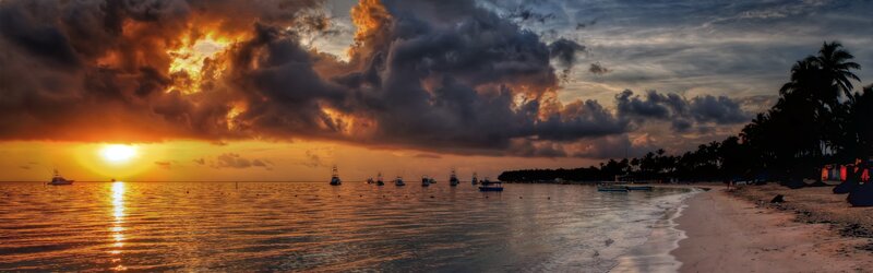 sunset over tropical beach