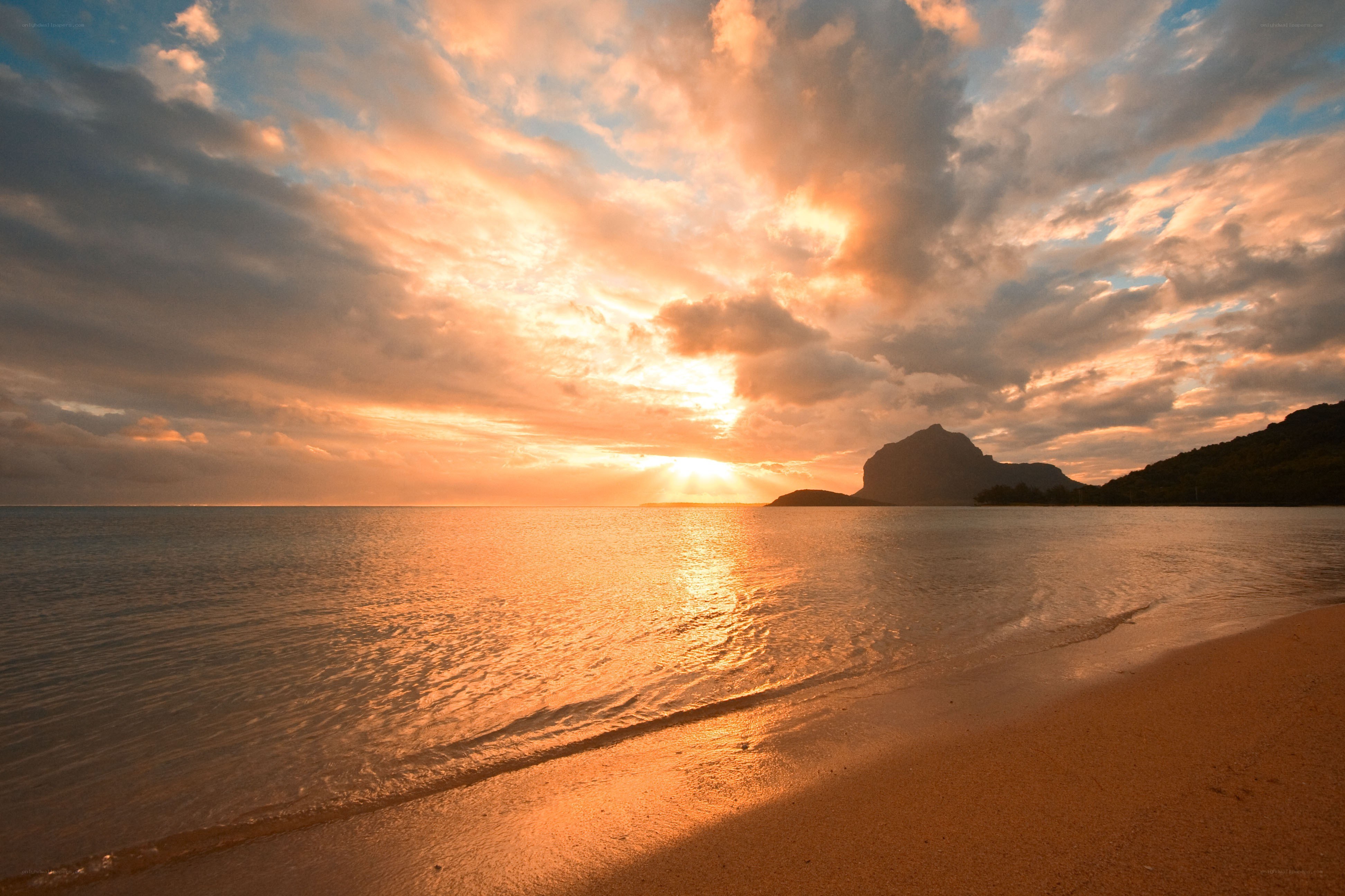 Sunset over tropical beach