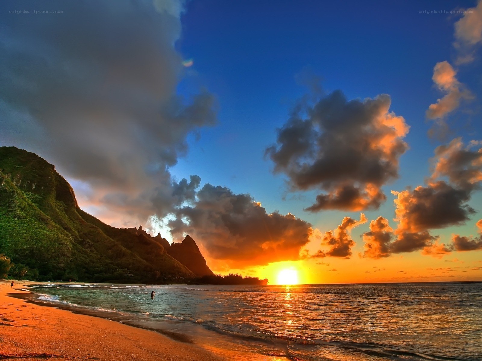 Sunset over tropical beach