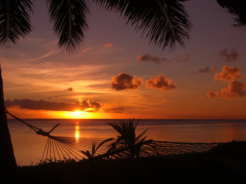 Sunset over tropical beach