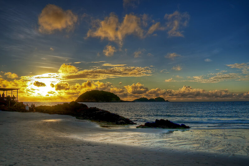 Sunset over Tropical Beach — Blue, Serene, Photograph, Islands