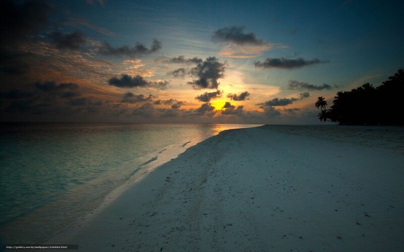 Sunset over Tropical Beach — Blue, Serene, Photograph, Ocean, Sand