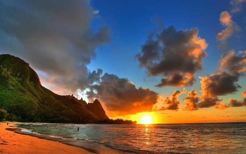 Sunset over Tropical Beach — Ocean