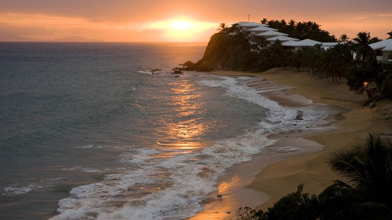 Sunset over Tropical Beach — Orange, Serene, Photograph, Ocean