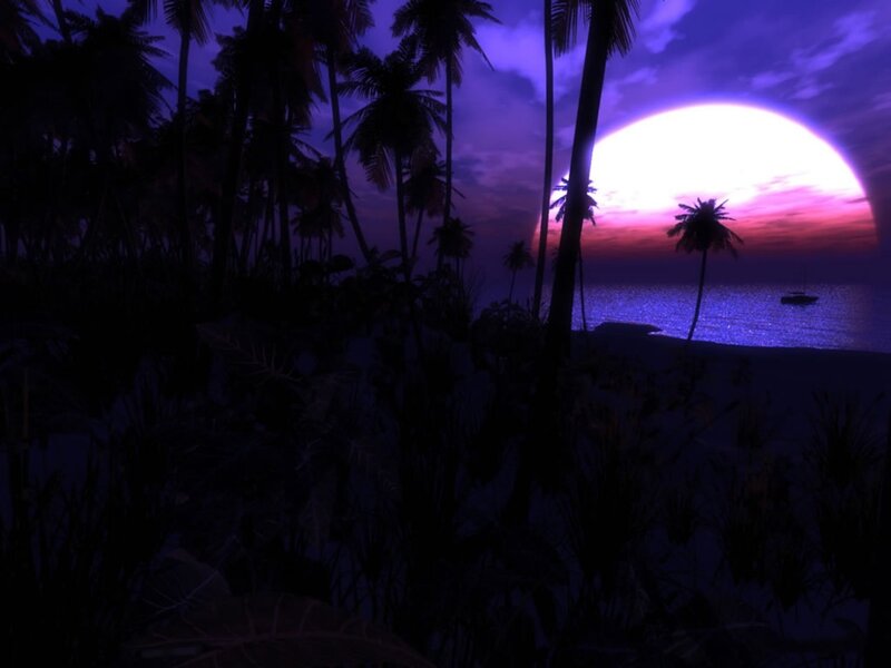 Sunset over Tropical Beach — Purple