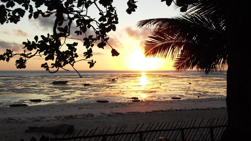 Sunset over Tropical Beach — Yellow, Serene, Photograph
